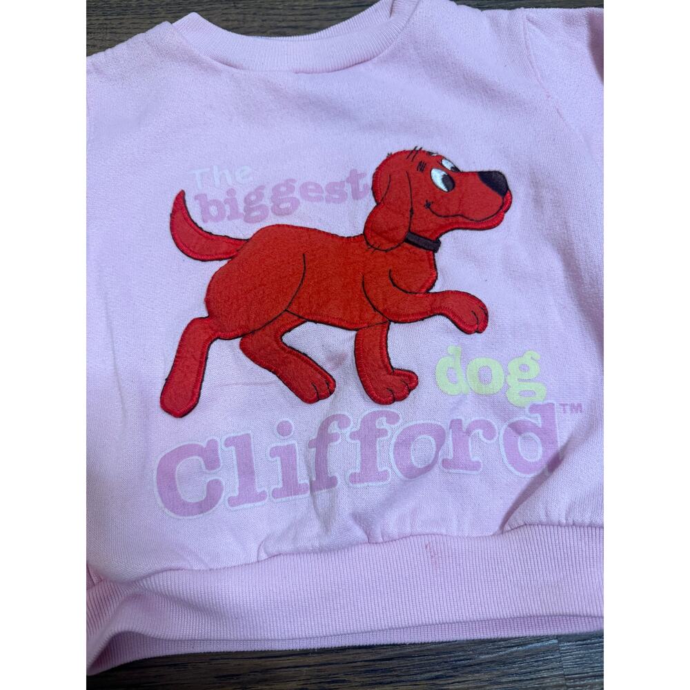 Vintage 90s Clifford The Big Red Dog Pink Sweatshirt Toddler Girls 4T - Picture 3 of 5